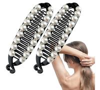 NevPuose Pinza de plátano para cabello grueso, pinzas dobles para cola de caballo, 2 accesorios de estilo clásico antideslizantes, fuerte sujeción para estilos gruesos, finos y rizados