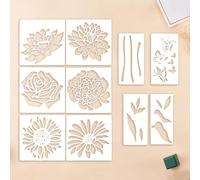 NevPuose Plantillas de flores para , plantillas de para paredes, plantillas decorativas de capas florales para pared, madera, jardín, al aire libre, manualidades