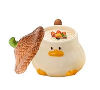 NevPuose Quirky Duck Drinkware - Divertido vaso con leche, tarro de agua, jarra cubierta para el hogar, uso en la mesa, 400 ml, diseño adorable con cuchara para chocolate caliente, leche