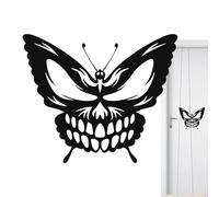 NevPuose Skull Butterfly Wall Decoration - Dark Aesthetic Gothic Art Sculpture, Halloween Interior Accent, Black Butterfly Skull Design | Garden Office Wall Decor For Seasonal Styling