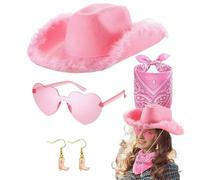 NevPuose Sombrero de rosa para mujer, disfraz de sombrero rosa de 4X para mujer, novia, esposa, madre, juego de rol, festival y uso casual, sombrero de vaquera para concierto de campo