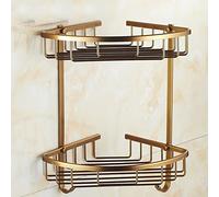 NevStp Estante de ducha esquinero para baño, bronce antiguo, aluminio, doble capa con gancho, para colgar en la pared, champú, gel de ducha, estante de almacenamiento de gel de ducha, estante de