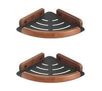 NevStp Estante esquinero para ducha, estantes de baño, accesorios de baño creativos de madera maciza, estante de esquina de aluminio, estante de esquina de aluminio, cesta de drenaje de champú,