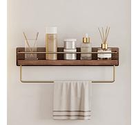 NevStp Estante organizador de madera maciza para ducha, estantes flotantes, accesorios de ducha, multifuncional, para baños, cocinas, dormitorios, con gancho, toallero, 30 cm