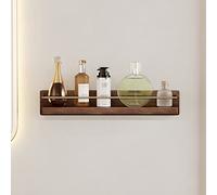 NevStp Estante organizador de madera maciza para ducha, estantes flotantes, accesorios de ducha, multifuncional, para baños, cocinas, dormitorios, con gancho, toallero, 45 cm