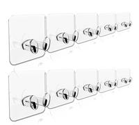 NevStp Ganchos adhesivos fuertes de acero transparente, colgador de almacenamiento para cocina, baño, puerta, pared, gancho adhesivo para colgar, soporte para enchufe, 10 piezas tipo B, 6x6cm