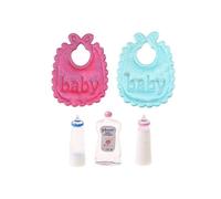 New 1:12 Baby Bottles Shampoo Bib Set Doll House Miniature Nursery Accessory