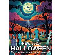 New 20225 Halloween Coloring Book For Adults: Large Print 50 Easy Autumn Halloween Coloring Book for Adults and Seniors With Featuring Animals, Skulls, Pumpkins, Fall Designs Halloween Cat And More...