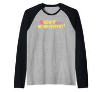 New Achievement! Letras Amarillas Logro Fan Videojuegos Camiseta Manga Raglan