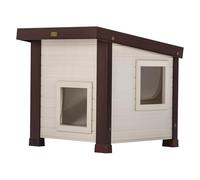 New Age Pet® ECOFLEX® Albany Casa para Gatos Salvajes al Aire Libre, para Muchos Gatos, Montaje rápido y fácil, 2 Puertas Solapa de Vinilo Incluidas, Resistente a la Humedad y al Olor