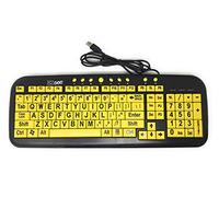 New and Improved: EZSee by DC - Large Print Computer Keyboard USB Wired (Yellow Keys with Black Jumbo Oversized Print Letters) for Visually Impaired Individuals, Low Vision, or Low Light for Seniors and People with Bad Vision! Imposing Vivid Black Over-sized Letters on Yellow Background Tested to Deliver the BEST CONTRAST for the Visually Challenged Persons