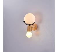 New Antlers Wall Lamps Wood Wall Light With E27 Lamp Holder Industrial Vintage Glass Wall Sconce Retro Bedroom Bedside Lamp For Living Room Bedrooms Indo (Black)