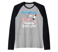 New Baby Gender Reveal Party Boy Or Girl Hockey Themed Camiseta Manga Raglan