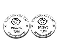 New Baby Gift for Parent Mom Daddy New Dad Gifts Funny Decision Coin for Women Men New Mom Gifts Double-Sided