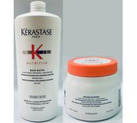 NEW Bain Satin 1000ML + Masquintense Fins Hair 500ML Kerastase