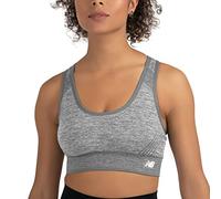 New Balance Brasier Deportivo sin Costuras para Mujer, de Impacto Medio, Espalda Cruzada, Parte Superior Acolchada para Yoga y Entrenamiento, Cuarzo Ahumado, Medium