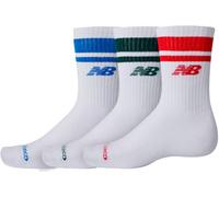 New Balance - Calcetines Everyday Stripe Midcalf (3 Pares), Unisex, White, M [38 - 42]