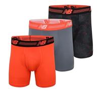 New Balance Calzoncillos Tipo bóxer de Rendimiento para Hombre con bragueta, Ropa Interior elástica Transpirable, Absorbe la Humedad, Cintura Suave (Paquete de 3), Estampado de libélula/Acero