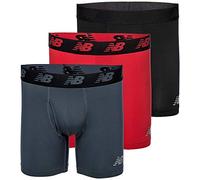New Balance Calzoncillos Tipo bóxer para Hombre, 15 cm, bragueta Frontal con Bolsa, Paquete de 3, Negro/Rojo Equipo, Trueno, Talla XXL, Negro/Rojo Equipo/Trueno, XXL