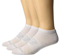 New Balance LAS03223 Flat Knit No Show Calcetines, Blanco, L (41-46 EU), Paquete de 3