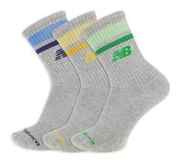 New Balance Men's and Women's Organic Cotton Crew Socks-3 Pairs-Arch Support Sport Essentials SOC, Gris con Rayas, L Unisex Adulto
