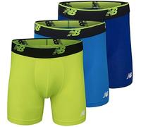 New Balance Men's Mesh 5" No Fly Boxer Brief, Athletic Compression Underwear (3-Pack), Team Royal/Hilite/Bolt, 3X-Large
