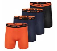 New Balance Mesh 5" with Fly Boxer Brief (4-Pack) Ropa Interior de Hombres, Azul Marino/Azul Marino Claro, Naranja y Negro, X-Large (Pack de 4)