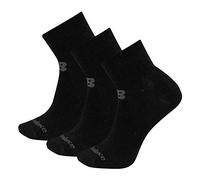 New Balance Paquete de 3 calcetines de cuarto, color negro, tamaño mediano