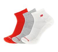 New Balance Patch Logo Ankle Socks-3 Pairs-Cushioned Moisture Wicking Calcetines Tobilleros con Logotipo de Parche, Rojo Surtido, L Unisex Adulto