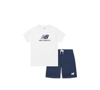 New Balance Stacked Logo Tee & AA1 - Oxford Blue 14-15 Years, Bwe - Nb Bright White, 12 años