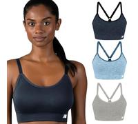 New Balance Sujetador sin Costuras para Mujer, 3 Unidades, para Yoga, Sostén Deportivo, L, Azul Marino, Azul, Gris, Sujetador Deportivo, Azul Marino, Azul, Gris