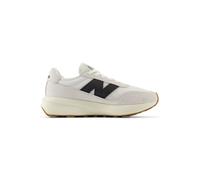New Balance Unisex 370 en Blanca/Negro, Suede/Mesh, Talla 42