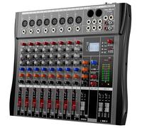 NEW BAXS Mezclador de audio profesional para DJ - Controlador Bluetooth DJ de 8 canales mezclador de sonido con DSP 16 efectos preestablecidos, interfaz USB, 8 entradas de micrófono/línea XLR, AUX,
