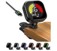 New Bee Afinador de Guitarra Recargable,360° Pantalla de Alto Brillo | para Guitarra Eléctrica, Ukelele, Violín, Bass, con Afinación Abierta, Pantalla LCD , Clip-On Tuner (Negro)