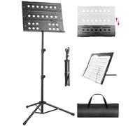 New Bee Atril Música Plegable Soporte para Partituras Estable de Metal, Altura Ajustable, Soporte Plegable con Pies Antideslizantes para para Estudiantes y Profesionales