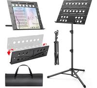 New Bee Atril Música Plegable Soporte para Partituras Estable de Metal, Altura Ajustable, Soporte Plegable con Pies Antideslizantes para para Estudiantes y Profesionales
