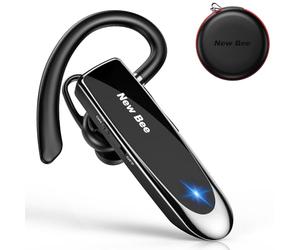 New Bee Auriculares Bluetooth V5.0 con Manos Libres y tecnología de Captura de Voz Clara, Auriculares Bluetooth Invisible para iPhone, Samsung, Huawei, Sony, etc., Negro
