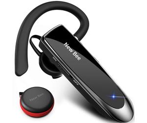 New Bee Auriculares Manos Libres, Auricular Bluetooth Inalámbrico Negocio con Micrófono Auricular para iPhone, Samsung, Huawei, Xiaomi, HTC, LG, Sony, PC 60 Días en Espera (Negro)