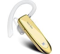 New Bee Auriculares Manos Libres Inalámbrico Negocio con Micrófono | Auricular Bluetooth para iPhone, Samsung, Huawei, Xiaomi, HTC, LG, Sony, PC 60 Días en Espera (Oro)