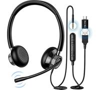 New bee Auriculares para Ordenador con micrófono, USB Tipo C, 3,5 mm, para Centro de Llamadas, Oficina, conferencias, Chat, presentaciones de seminarios Web, cursos en línea (1 Unidad)