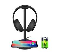 New Bee - Soporte para auriculares con cargador inalámbrico para iPhone 8/8 Plus/X, Samsung S8/S8 Plus/S7/S7 Edge/S6/S6 Edge con indicador LED (negro)