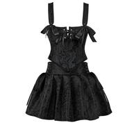 New Black Jacquard Summer Women's Palace Corset with Gathered Shoulder Straps and Corset Body Shaping Suit - Black - M