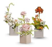 New Block Colección Bouquet - Set de Construcción de Flores - Modelo de Flor de Bloques para Adultos - Kit de Construcción Creativo y Decorativo - Idea de Regalo Original (3 Flower Pack - A)