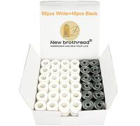 New brothread 144pcs (96Blanco+48Negro) 60S/2 (90WT) hilo de la bobina Plastica Size A (SA156) para maquina de bordar y coser Hilo de coser hilo de poliéster