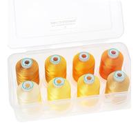 New brothread - 15 Opciones - 8 Carrete a presión de 1000m cada Poliéster Máquina Bordado Hilo con caja de almacenamiento de plástico para bordar y acolchar - Different Yellow
