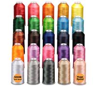 New brothread - 25 Colores Básicos 5000M Grande Carrete Poliéster Bordado Máquina Hilo para máquinas de bordado comerciales y domésticas