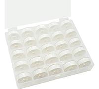 New brothread 25pcs Tipo L Tamaño (SA155) Blanco hilo de la canilla preenrollado Lado de plástico para máquinas de bordar y coser especificadas - 60wt