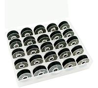 New brothread 25pcs Tipo L Tamaño (SA155) Negro hilo de la canilla preenrollado Lado de plástico para máquinas de bordar y coser especificadas - 90wt