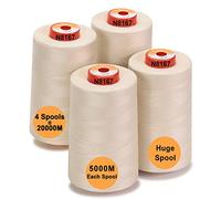 New brothread - 28 Opciones - 4 Bobinas Grandes de 5000M hilo de coser de poliéster todo propósito 40S/2 (Tex27) para coser, acolchar, patchwork, remalladora y overlock - Cream