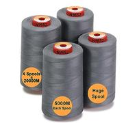 New brothread - 28 Opciones - 4 Bobinas Grandes de 5000M hilo de coser de poliéster todo propósito 40S/2 (Tex27) para coser, acolchar, patchwork, remalladora y overlock - Grey